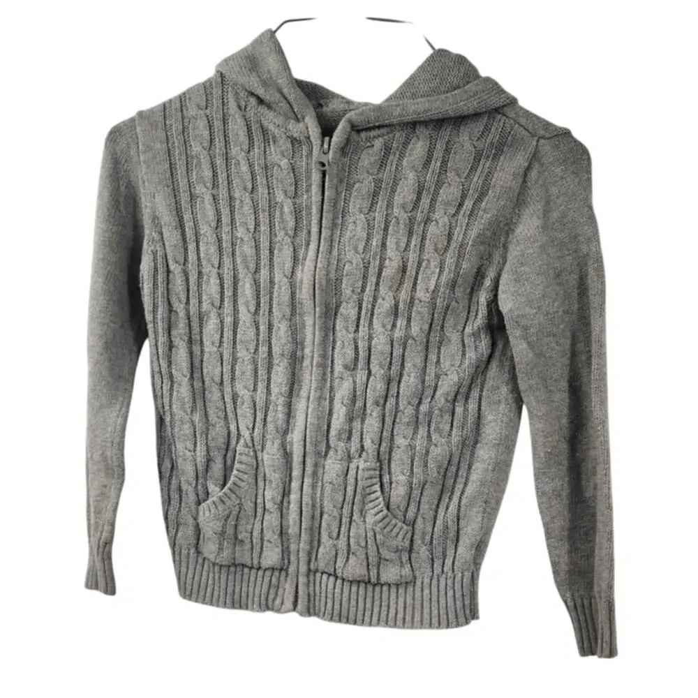 CHILDREN'S PLACE Gray Zip Up Cardigan Sweater Girls Size Small S 5 / 6